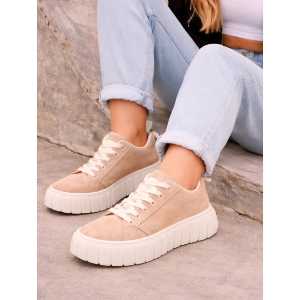 Nature Breeze Beige Chunky Platform Sneakers Womens Sz 8 Shoes, Streetwear, Y2k